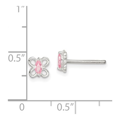 Sterling Silver Marquise CZ Girls' Butterfly Stud Earrings – view 5
