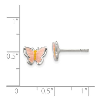 Sterling Silver Girls' Enamel Butterfly Stud Earrings – view 5