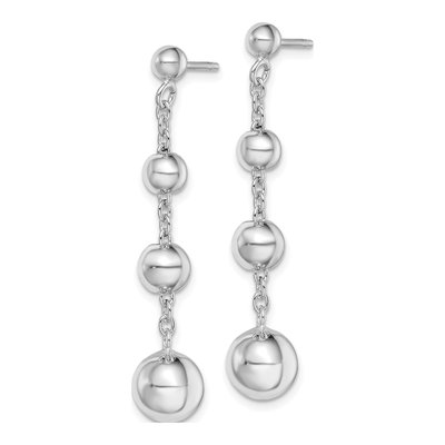Sterling Silver Graduated Beaded Dangle Earrings – view 3