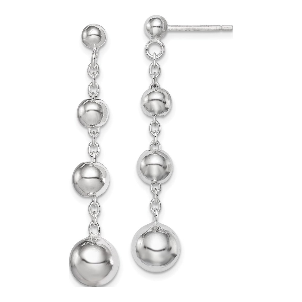 Sterling Silver Graduated Beaded Dangle Earrings