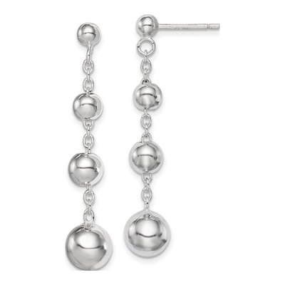 Sterling Silver Graduated Beaded Dangle Earrings
