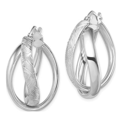 Sterling Silver 25mm Twisted Oval Hoop Earrings – view 3