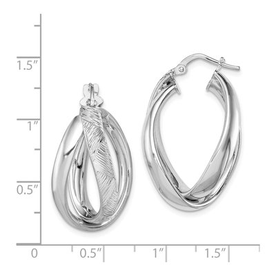 Sterling Silver 25mm Twisted Oval Hoop Earrings – view 5
