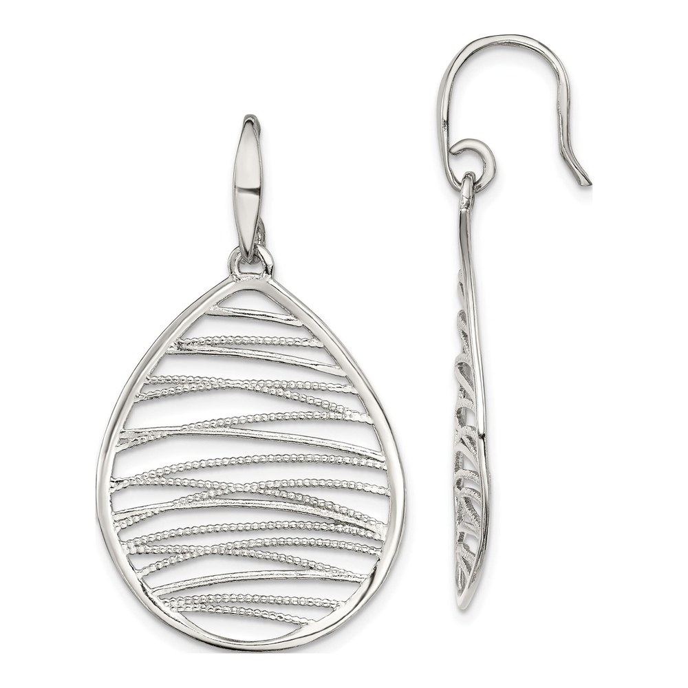 Sterling Silver Teardrop Dangle Earrings, Rhodium
