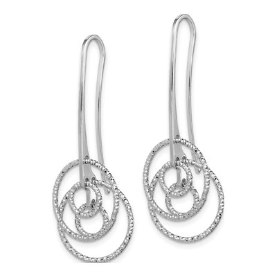 Sterling Silver Diamond-Cut Circle Threader Earrings – view 3
