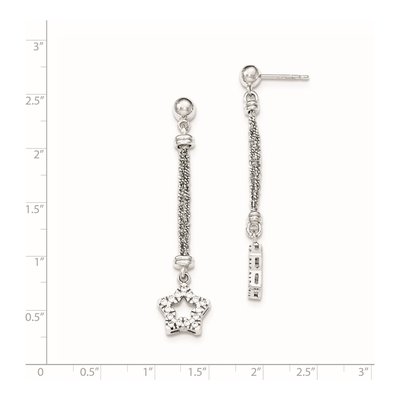 Sterling Silver CZ Star Dangle Earrings – view 2