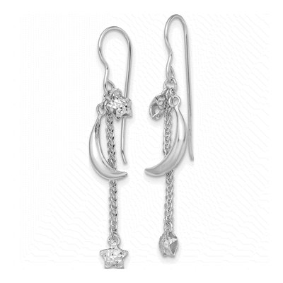 Sterling Silver Star Moon Dangle Earrings – view 3
