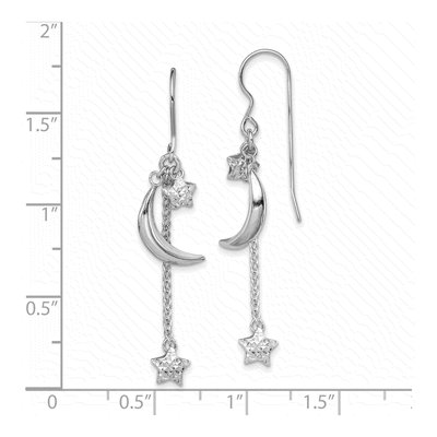 Sterling Silver Star Moon Dangle Earrings – view 5