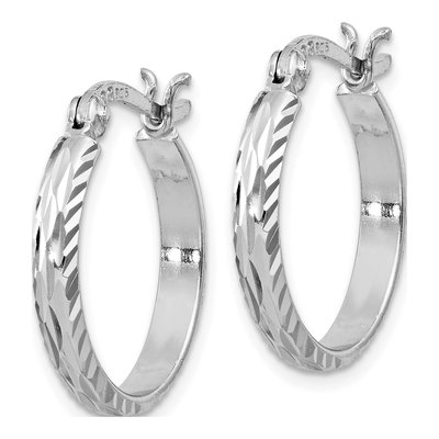 Sterling Silver 22mm Textured Round Hoop Earrings – view 3