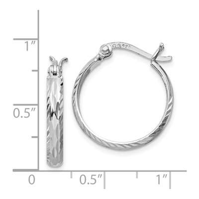 Sterling Silver 22mm Textured Round Hoop Earrings – view 5