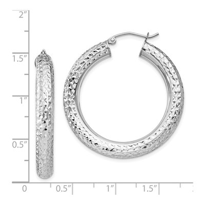 Sterling Silver 35mm Diamond-Cut Hoop Earrings – view 5