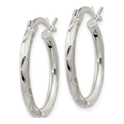 Sterling Silver 20mm Diamond-Cut Hoop Earrings – view 3