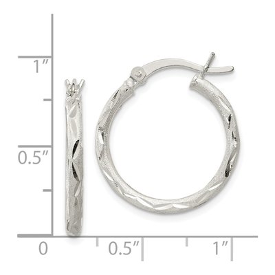 Sterling Silver 20mm Diamond-Cut Hoop Earrings – view 5