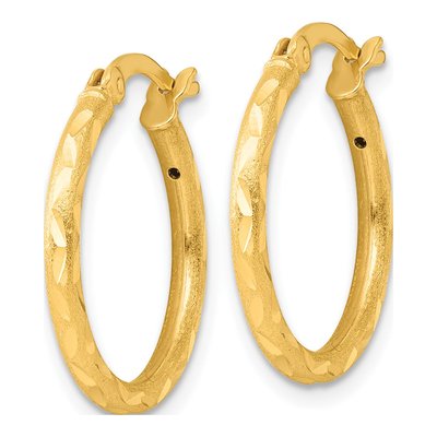 Gold-Plated Sterling Silver 20mm Diamond-Cut Hoop Earrings – view 3