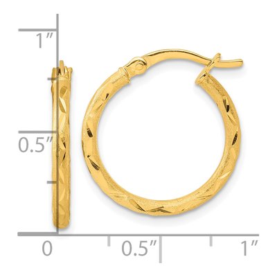Gold-Plated Sterling Silver 20mm Diamond-Cut Hoop Earrings – view 5