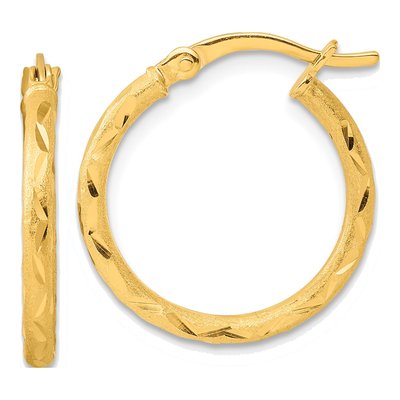 Gold-Plated Sterling Silver 20mm Diamond-Cut Hoop Earrings