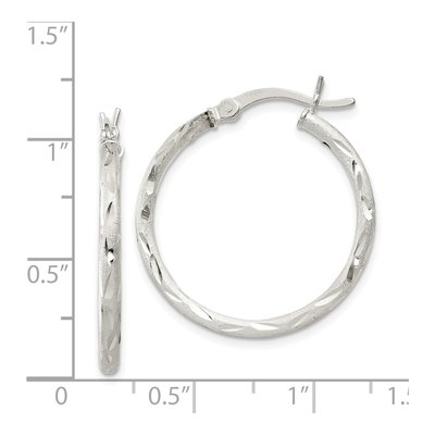 Sterling Silver 25mm Diamond-Cut Hoop Earrings – view 5
