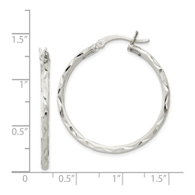 Sterling Silver 31mm Diamond-Cut Hoop Earrings – view 5