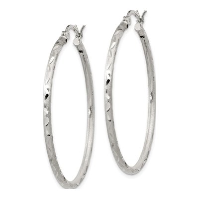 Sterling Silver 40mm Diamond-Cut Hoop Earrings – view 3