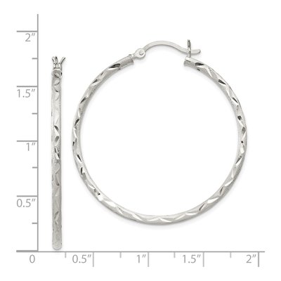 Sterling Silver 40mm Diamond-Cut Hoop Earrings – view 5
