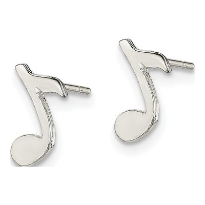 Sterling Silver Musical Note Mini Stud Earrings – view 3