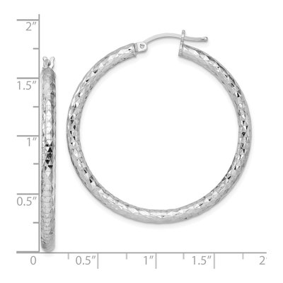 Sterling Silver 40mm Textured Hoop Earrings – view 5