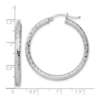 Sterling Silver 35mm Textured Hoop Earrings – view 5