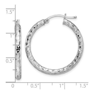 Sterling Silver 30mm Textured Hoop Earrings – view 5