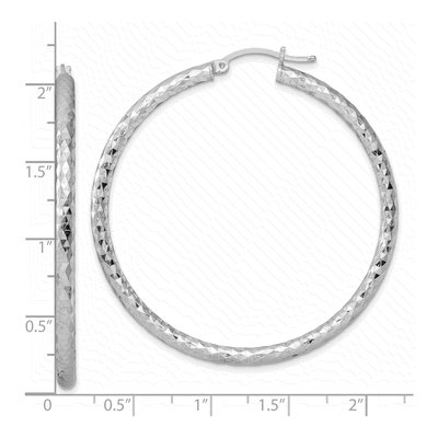 Sterling Silver 50mm Textured Hoop Earrings – view 5
