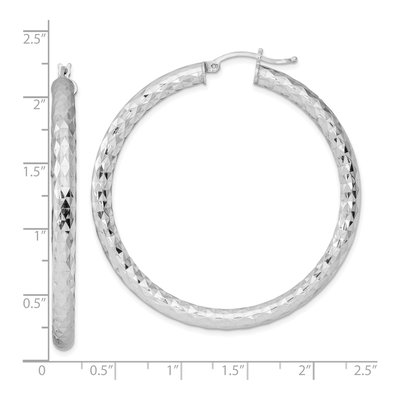 Sterling Silver 50mm Textured Hoop Earrings – view 5