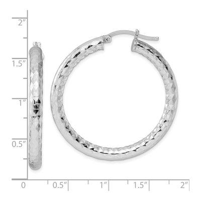 Sterling Silver 40mm Textured Hoop Earrings – view 5