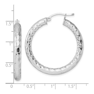 Sterling Silver 35mm Textured Hoop Earrings – view 5