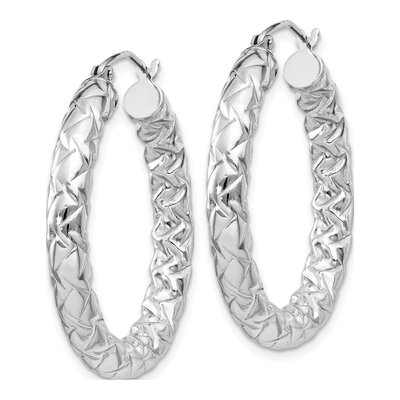 Sterling Silver Textured Hoop Earrings, 30mm – view 3