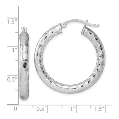 Sterling Silver Textured Hoop Earrings, 30mm – view 5