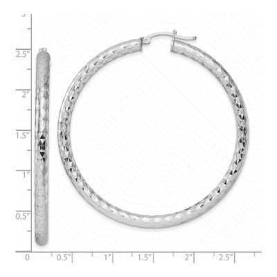 Sterling Silver 60mm Textured Hoop Earrings – view 5