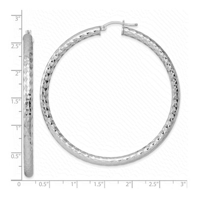 Sterling Silver 65mm Textured Hoop Earrings – view 5