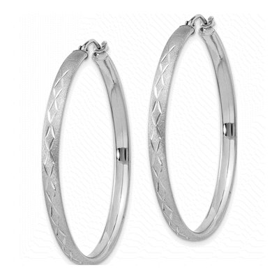Sterling Silver 41mm Diamond-Cut Hoop Earrings – view 3