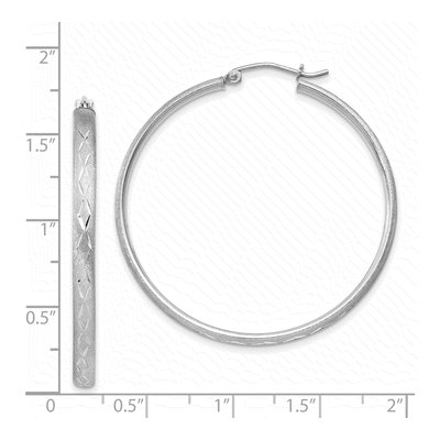 Sterling Silver 41mm Diamond-Cut Hoop Earrings – view 5