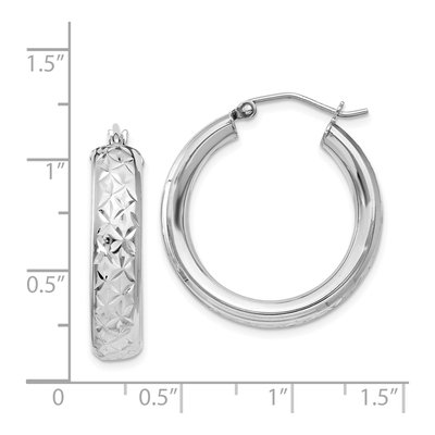Sterling Silver 26mm Diamond-Cut Hoop Earrings – view 5
