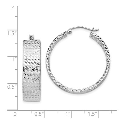 Sterling Silver 31mm Diamond-Cut Hoop Earrings – view 5
