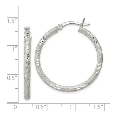 Sterling Silver 29mm Diamond-Cut Hoop Earrings – view 5