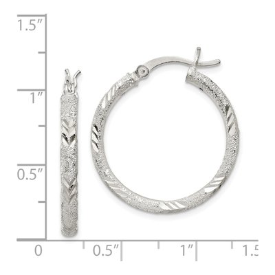 Sterling Silver 24mm Diamond-Cut Hoop Earrings – view 5
