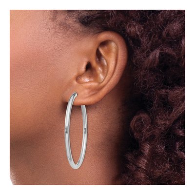 Sterling Silver Endless Tube Hoop Earrings, 50mm – view 4