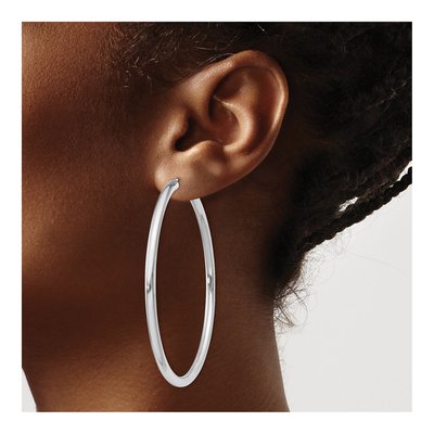 Sterling Silver 60mm Endless Tube Hoop Earrings – view 4