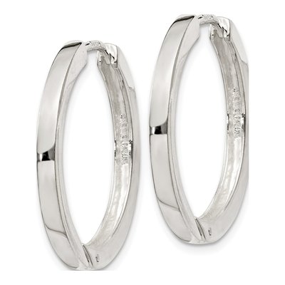 Sterling Silver 25mm Huggie Hoop Earrings – view 3