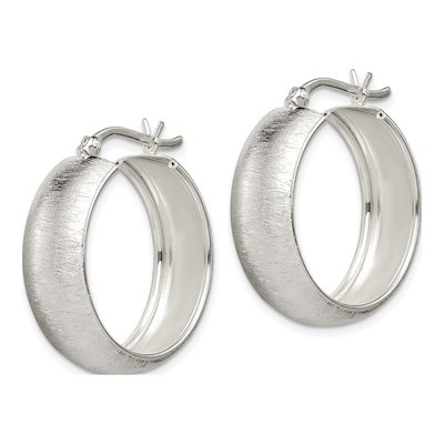 Sterling Silver 25mm Laser-Cut Hoop Earrings – view 3