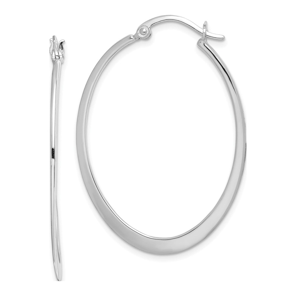 Sterling Silver 41mm Oval Hoop Earrings