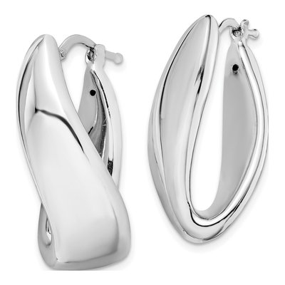 Sterling Silver 30mm Twist Oval Hoop Earrings – view 3