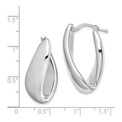 Sterling Silver 30mm Twist Oval Hoop Earrings – view 5