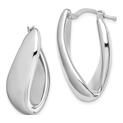 Sterling Silver 30mm Twist Oval Hoop Earrings